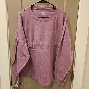 Victoria Secret Pink Womens Long Sleeve T-Shirt Size Large Purple Plaid Big Logo